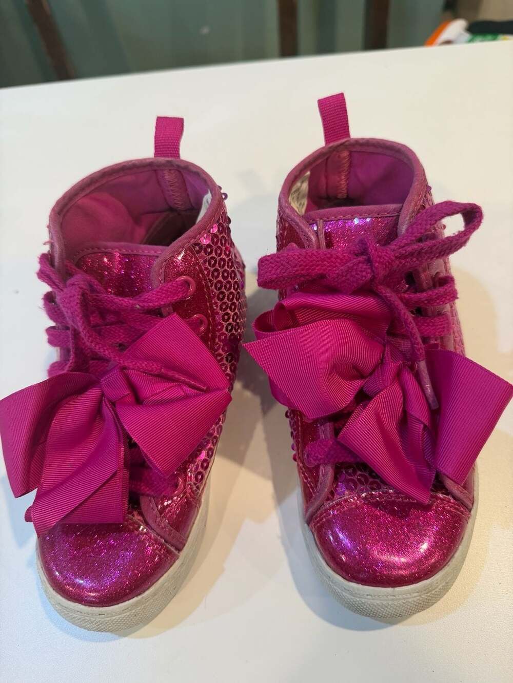 JoJo Siwa Girls Pink Sequin High Top Sneakers with Bow
